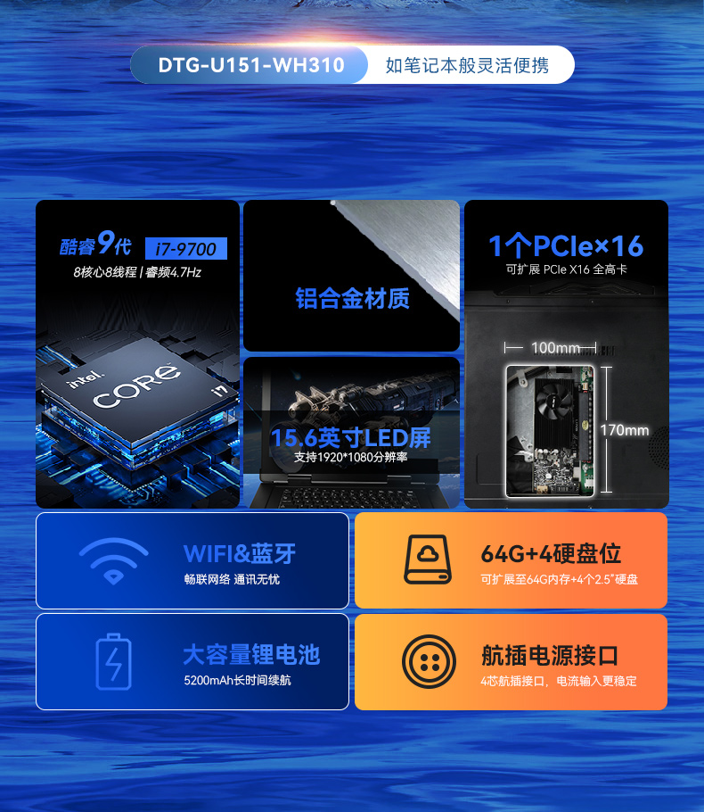 15.6英寸高性能加固便攜機,工作站電腦,DTG-U151-WH310.jpg 15.6英寸高性能加固便攜機,工作站電腦,DTG-U151-WH310.jpg